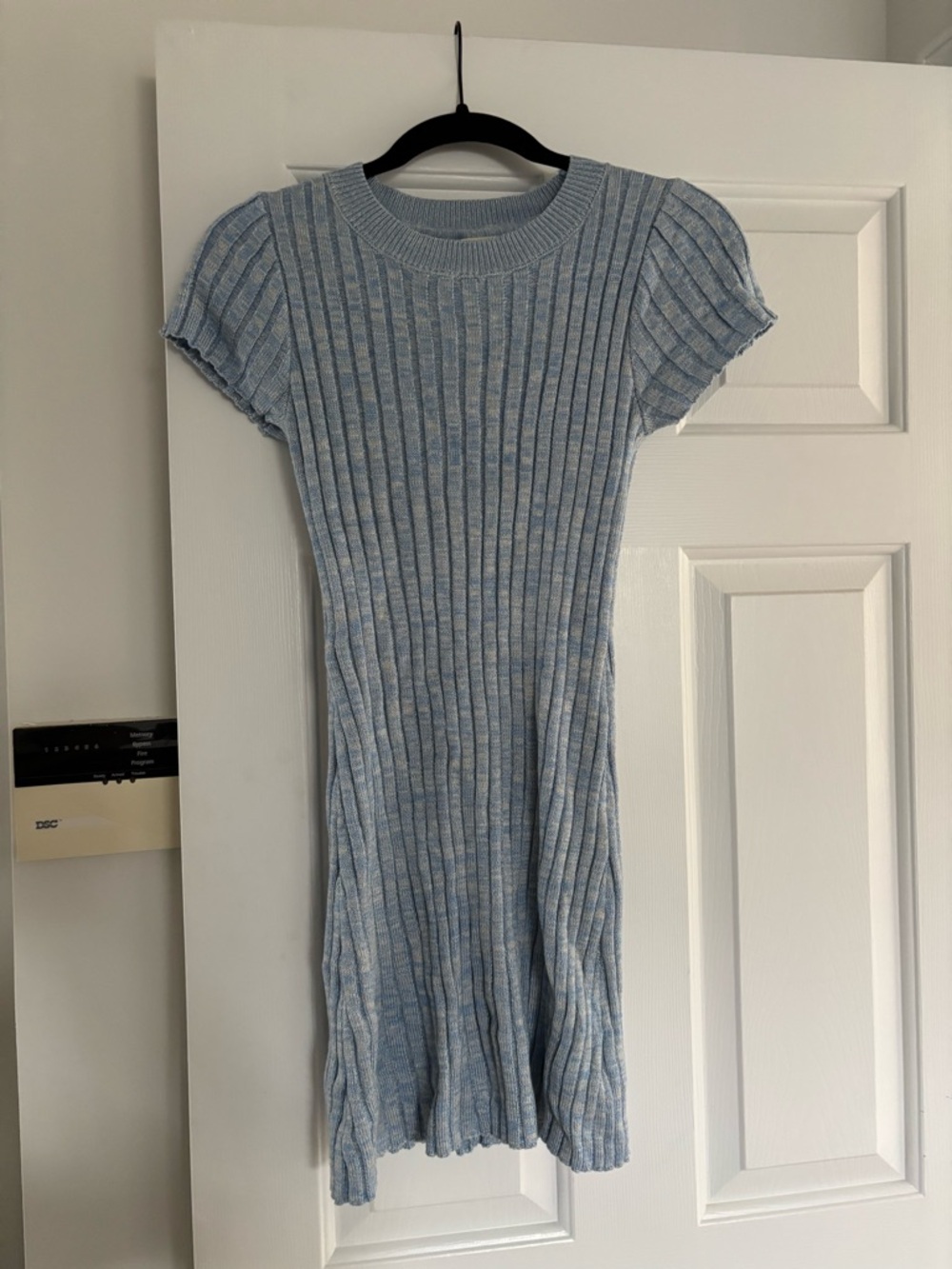 Promesa Light Blue Ribbed Knit Mini Dress